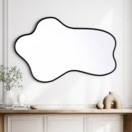 Miroir mural noir à forme libre allongée