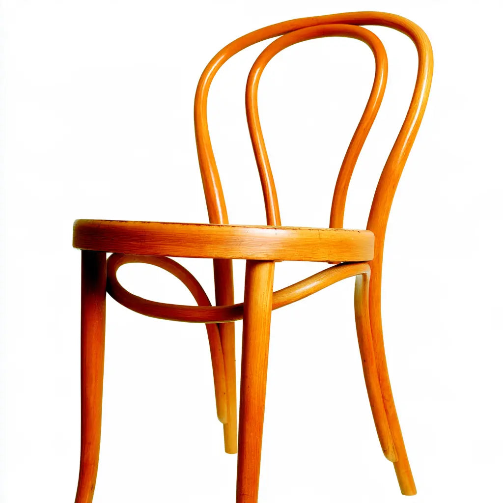 Chaise marron miel à dossier courbé en boucle